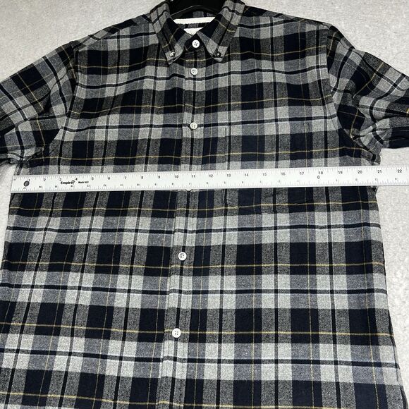Norse Projects Anton Flannel Shirt Size Medium Gray Plaid Long Sleeve Button Up - Picture 6 of 14